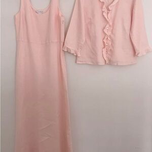 Linen Maxi Dress and Jacket Set Sz 6 Easter Gender Reveal Church Flowy Vintage